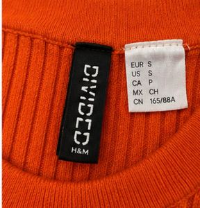H&amp;M Divided Orange Ribbed Knit Crop Top