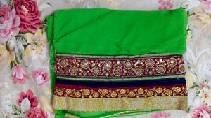Unused new Green Saree with Embellished Border