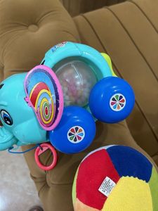 Cute Pull-Along Elephant Toy with Ball