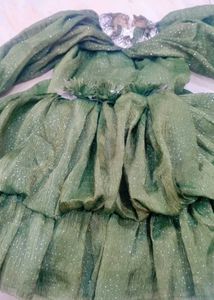Green Ruffled Party Dress