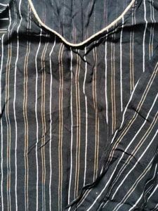 Striped Black Cotton Kurta