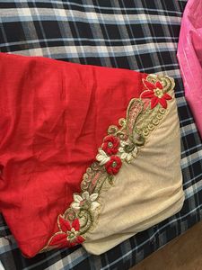 Embroidered Velvet Saree