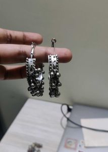 Oxidized Silver Jhumka Earrings