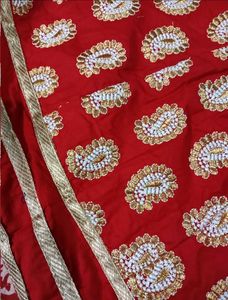 Red anarkali with White Embellishments