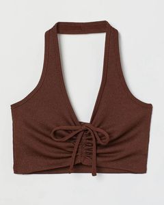 H&M Brown Halter Neck Crop Top