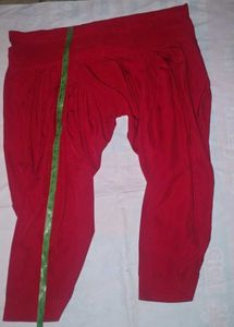 Red silk suit