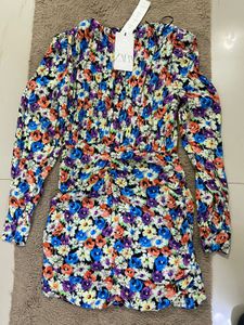 Zara overlap Floral Print Mini Dress