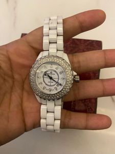 giovanni valentino Chic White Ceramic Diamond Watc