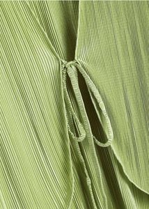 Green bell long sleeve front tie top