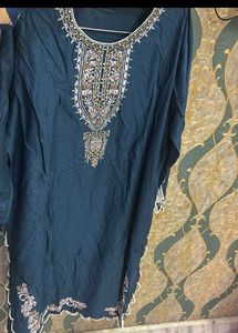 Embroidered Teal Kurta