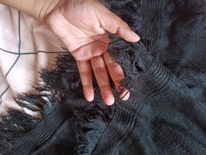 Stylish Black Knit Poncho