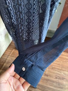 Elegant Navy Blue Lace Kurta
