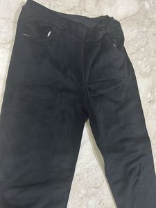 Velvet Women Black Pants Trouser