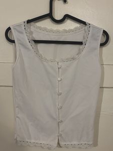White Lace Trimmed Top