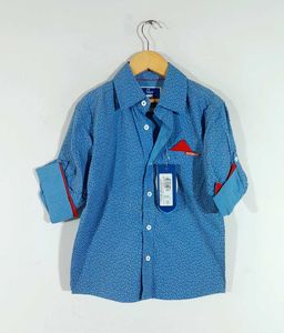 Blue Printed Shirt For Boy's