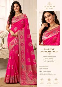 Rani Pink Banarasi Silk Saree