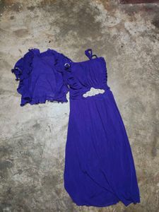 Elegant Purple Dress with Shrug