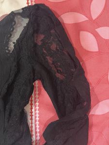 Sheer Black Lace Long Sleeve Top