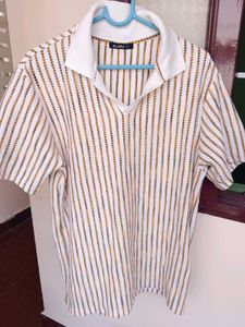 Striped Polo Neck Top