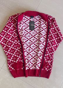 Patterned Zip-Up Cardigan