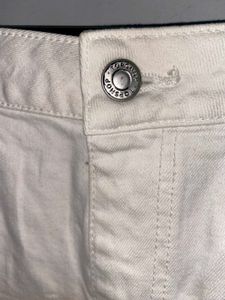 Cream Denim High-Waisted Cut-off Shorts