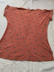 Coral Floral Print T-Shirt