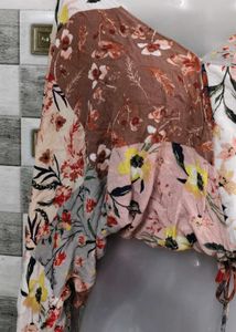 Floral Print Wrap Top