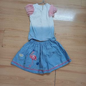 Little Girls Flamingo Top &amp; Skirt from London
