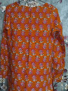 yellow mustard Floral Print Kurta
