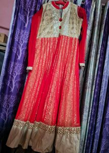 Red &amp; Gold Anarkali Suit with Dupatta