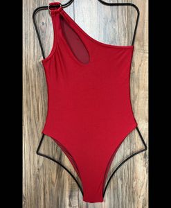 Red One-Shoulder Bodysuit