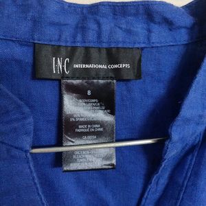 100% Linen Blouse Top From INC