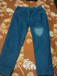 Blue Denim Jeans with Heart Detail