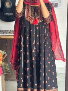 Black &amp; Red Ethnic Kurta Set