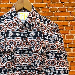 Men's Geometric Print Long Sleeve Shirt size XL