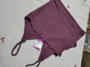 Mauve Ribbed Wrap Tank Top