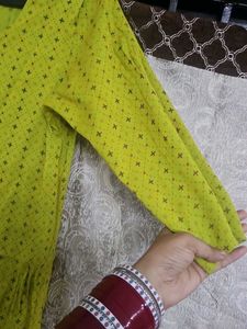 Lime Green Printed Kurta