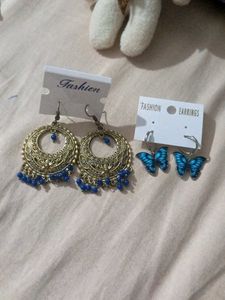 Cute Blue Butterfly Hoop Earrings