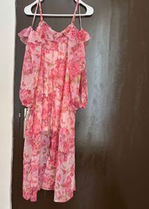 Floral Ruffle Shoulder Dress