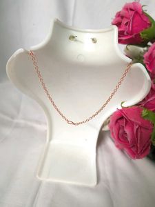 Delicate Rose Gold Chain Metal Pink Necklace &amp; Eye