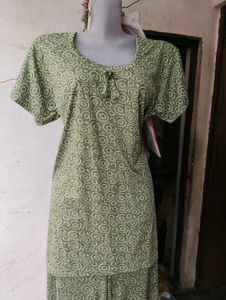 Green Printed Night Suit