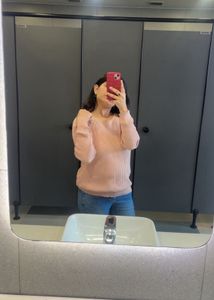 Light Pink Ribbed V-Neck Sweater