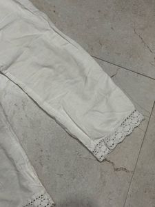 White Lace Trimmed Palazzos