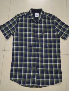 Men's Blue & Green Plaid Short Sleeve Shirt