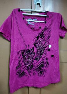 Pink Graphic T-Shirt with Sneakers Print & Pants