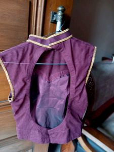 Elegant Purple Blouse with Gold Embellishments