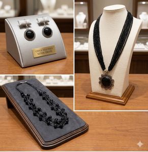 Chic Black Beaded Necklace &amp; Earrings Set
