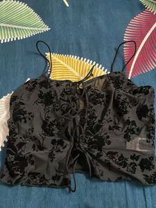 Sheer Floral Tie-Front Top