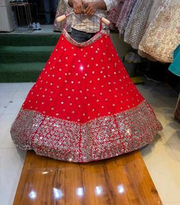 Stunning Red Sequined Lehenga Choli