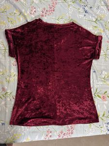 Crushed Velvet V-Neck Top